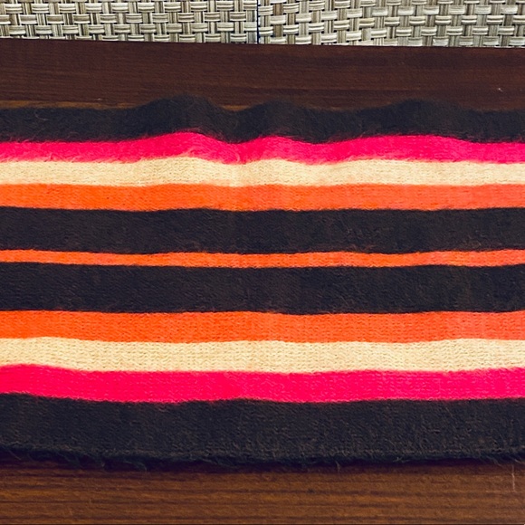 Super Soft Long Acrylic Brown & Hot Pink Striped Fringe Scarf - Picture 8 of 9